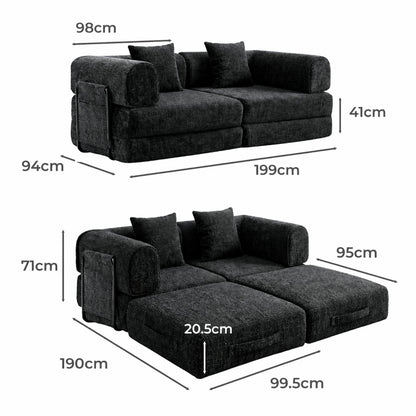 Levede Convertible Sofa Bed Sleeper 2 3 Seater Folding Floor Couch Small Space