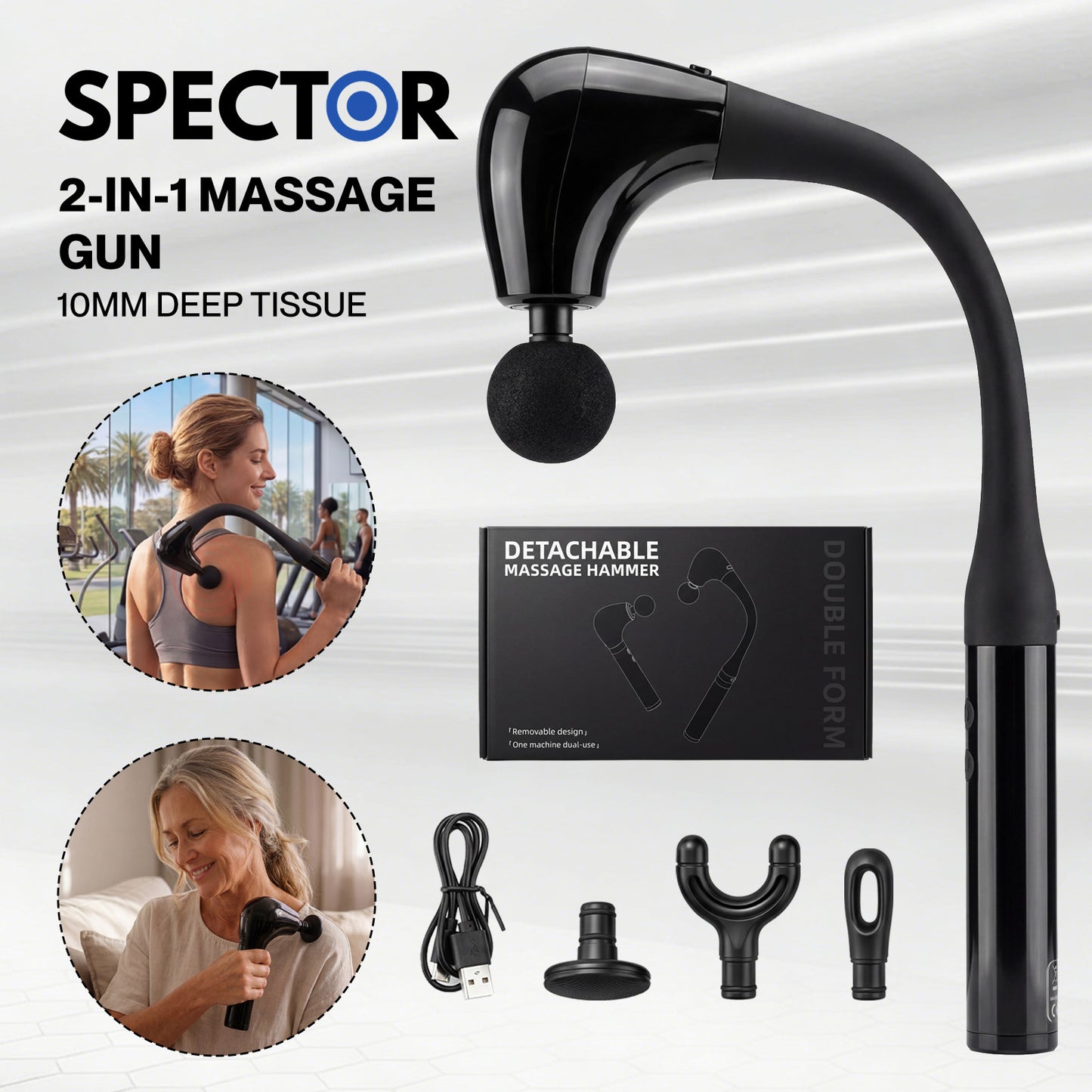Spector Massage Gun Deep Tissue Back Muscle Percussion Massager Faster Relief