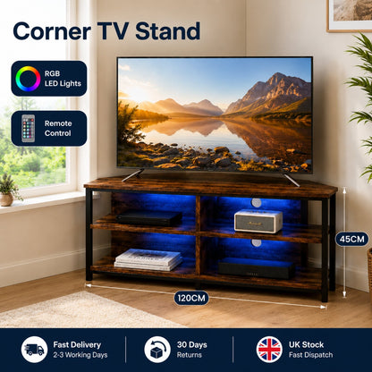 Levede Corner TV Stand 55" LED Cabinet Storage Shelves Remote Cable Management