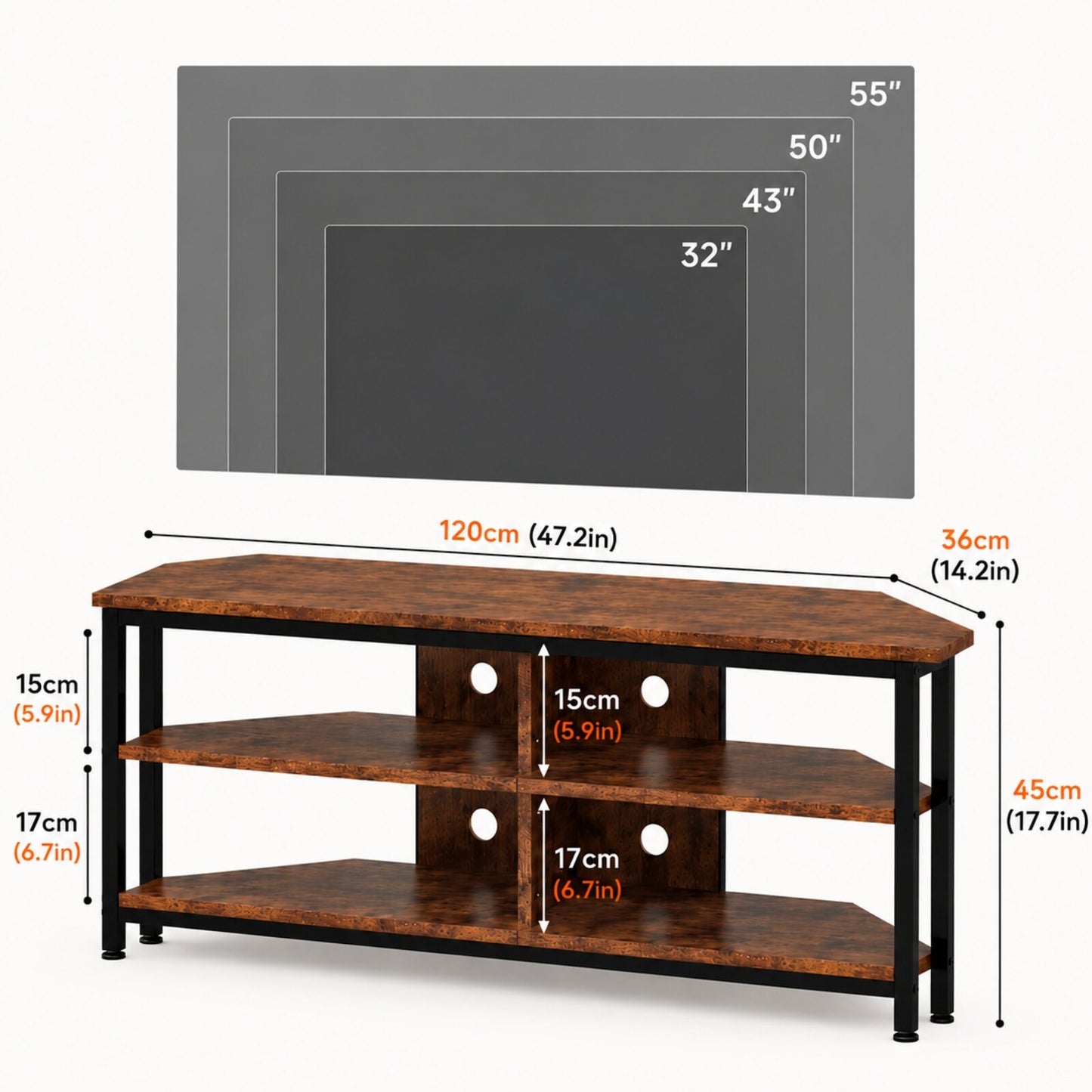 Levede Corner TV Stand 55" LED Cabinet Storage Shelves Remote Cable Management