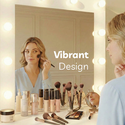 Levede Vanity Makeup Dressing Table White with Led  Light Mirror Drawer PU Stool