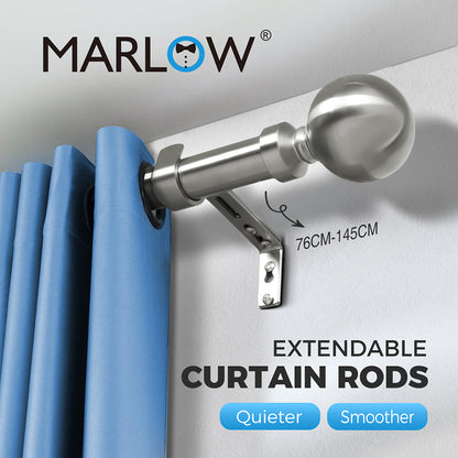 Marlow Steel Curtain Rod Quiet Rail Pole Set Extendable Adjustable Satin Nickel